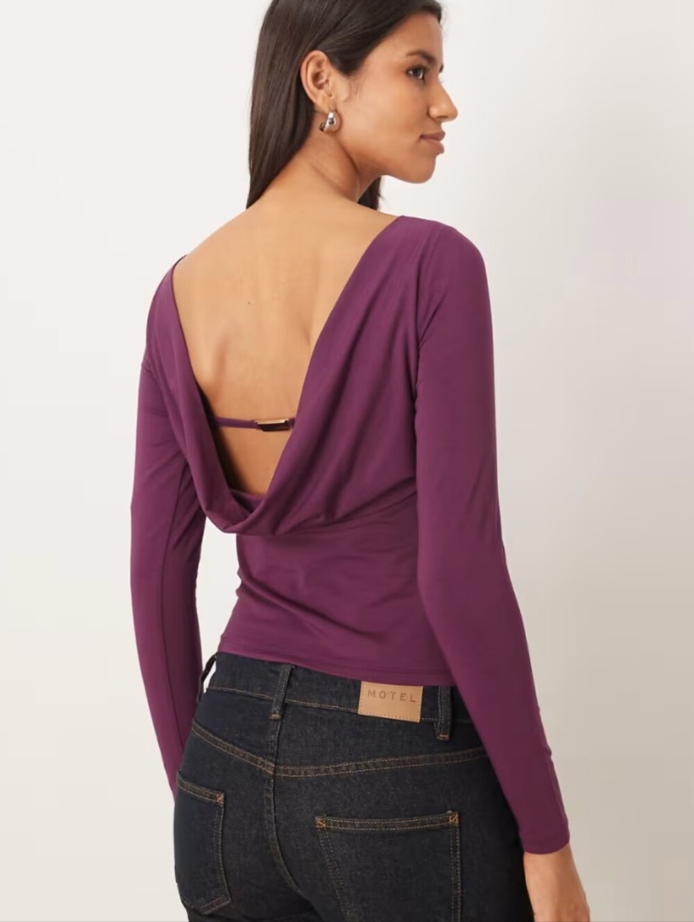 Bra Free Cowl Back Hardware Top Purple